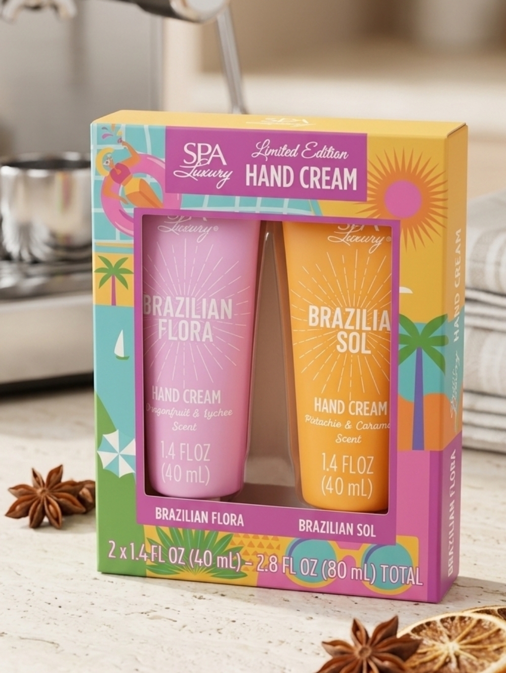 Brazilian Flora & Sol Hand Cream Duo - Pink & Orange New